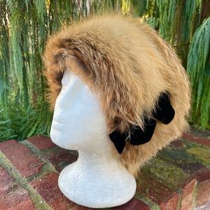 Fluffy Red Fox Fur Bucket Cossack Hat 23” Large Sexy Mod Pop Retro